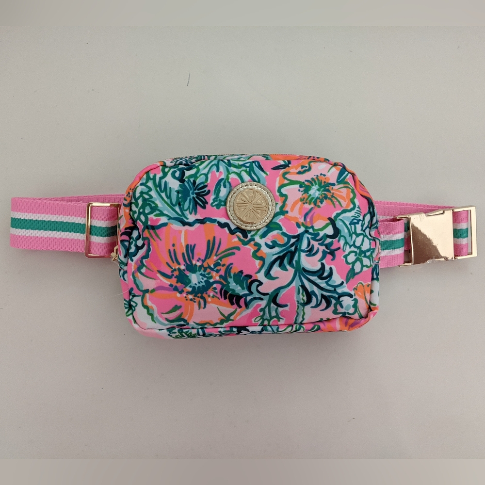 NWOT! Lilly Pulitzer Jeanie Belt Bag In Soleil Pink Perfect Poppy - Picture 1 of 14